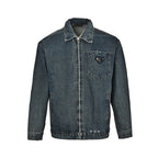 Prada Vintage-Wash Denim Zip Jacket — Charcoal Black