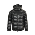 Moncler Glossy Hooded Down Jacket — Single Zip Front