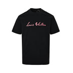 Louis Vuitton Script Signature Embroidered T-Shirt — Black / Rose