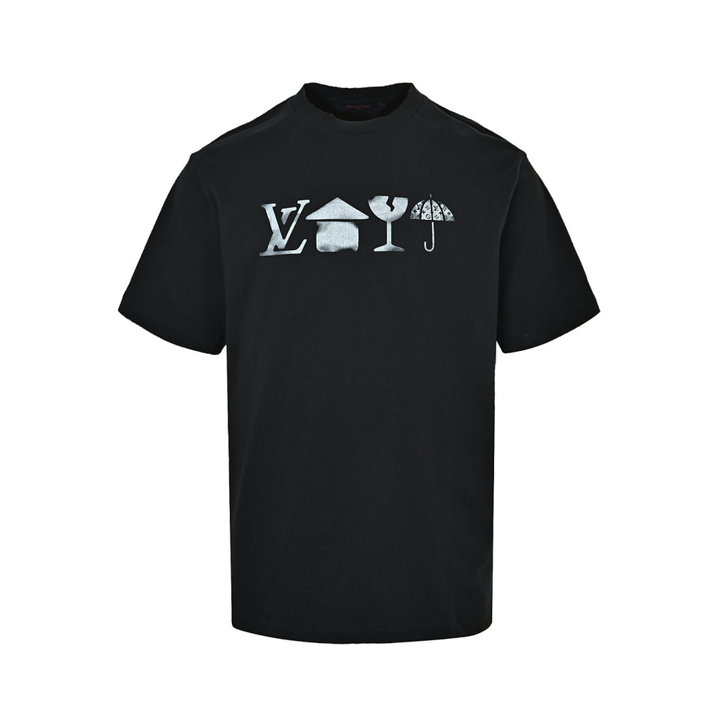 Louis Vuitton 26SS Wine Glass & Umbrella Print Short-Sleeve T-Shirt