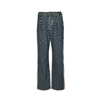Louis Vuitton Monogram Side Leather-Trim Washed Blue Jeans
