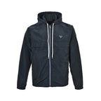 Prada Triangle Logo Hooded Zip Jacket — Black