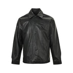 Prada Glossy Snap-Front Shirt Jacket — Black