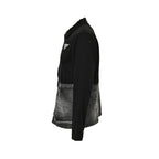 Prada Denim-Panel Zip Jacket — Black / Washed Grey