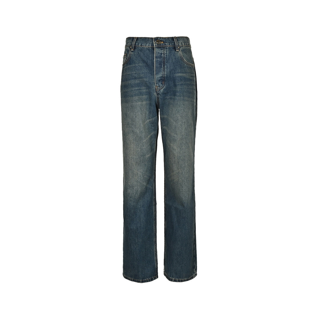 Louis Vuitton Leather-Back-Pocket Jeans