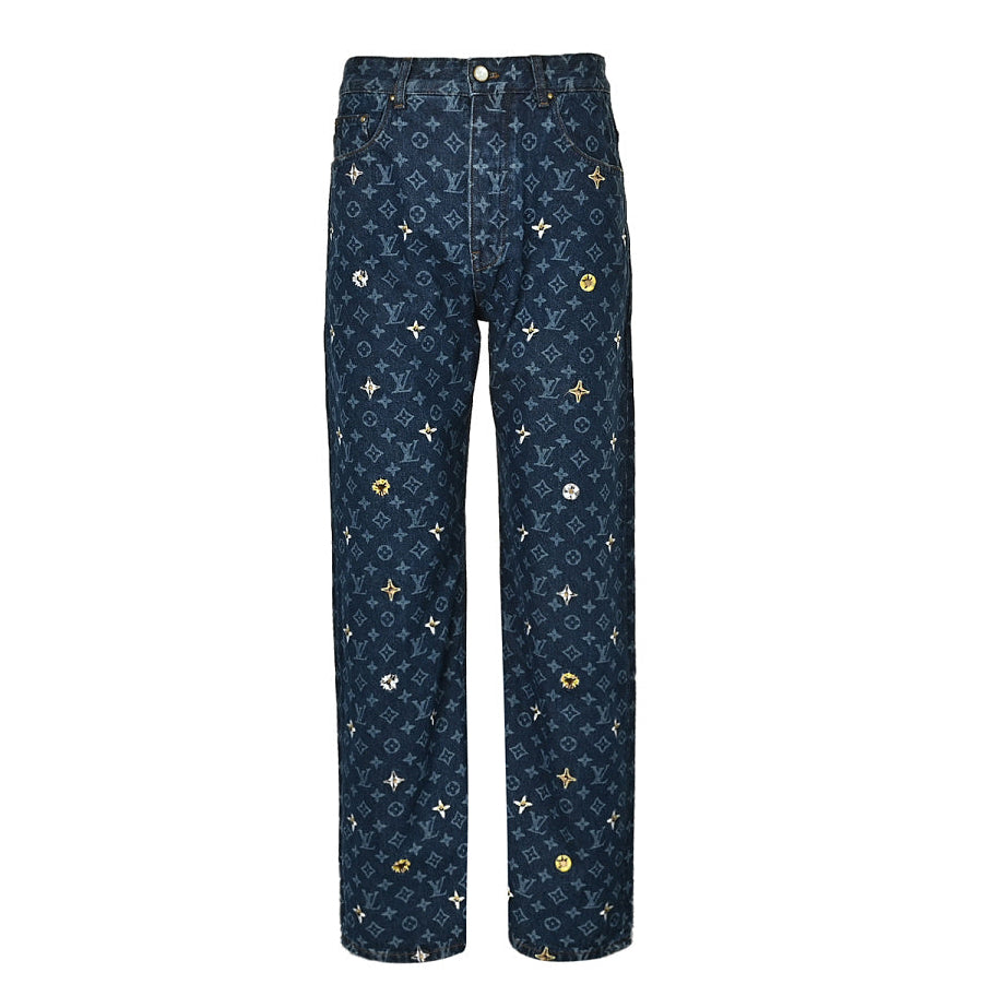 Louis Vuitton Monogram Jacquard Jeans with Daisy Embroidery