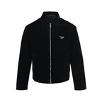 Prada Triangle Logo Stand-Collar Zip Jacket — Black