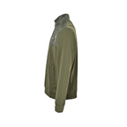 Prada Contrast-Yoke Quarter-Zip Pullover — Olive