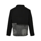 Prada Denim-Panel Zip Jacket — Black / Washed Grey