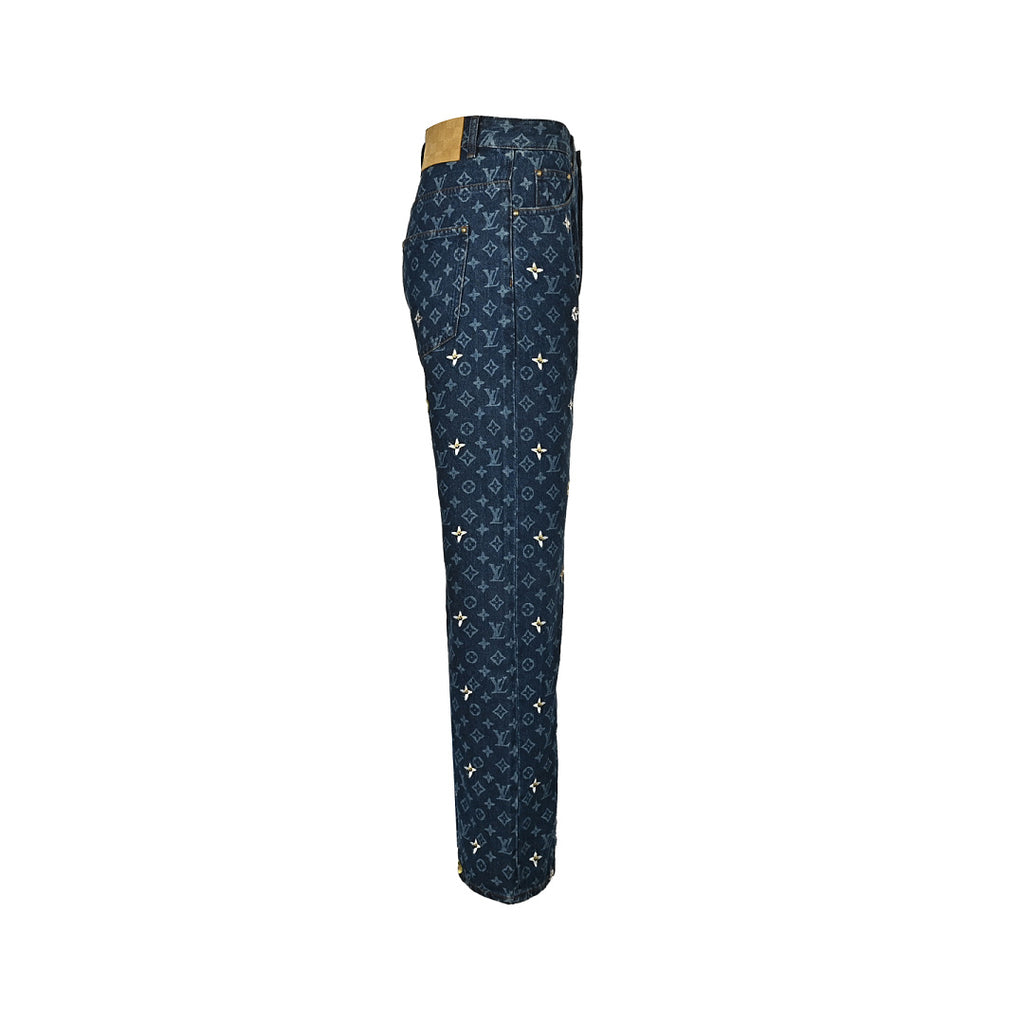 Louis Vuitton Monogram Jacquard Jeans with Daisy Embroidery