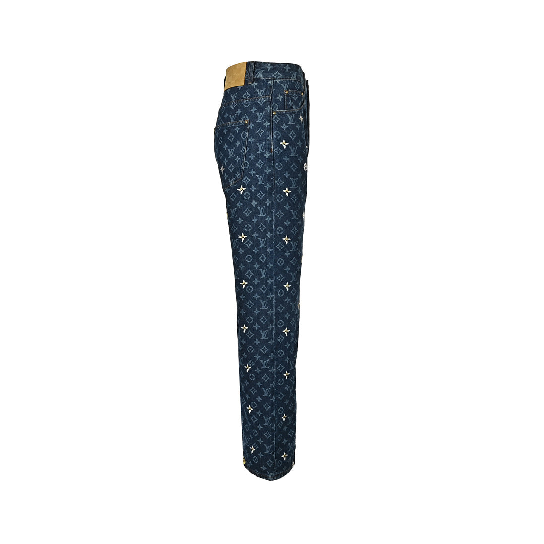 Louis Vuitton Monogram Jacquard Jeans with Daisy Embroidery