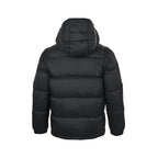 Moncler Matte Hooded Down Jacket — Oversized Logo Badge Snap Front