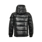 Moncler Glossy Hooded Down Jacket — Single Zip Front