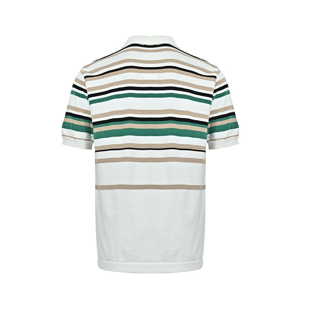 Louis Vuitton 26SS Leather Tab Stripe & Checkerboard Knit Polo Shirt — Dark Edition