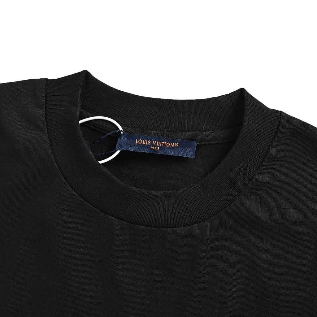 Louis Vuitton Blue & White Graffiti Logo Front & Back Print T-Shirt