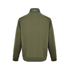 Prada Contrast-Yoke Quarter-Zip Pullover — Olive