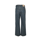 Louis Vuitton Monogram Side Leather-Trim Washed Blue Jeans