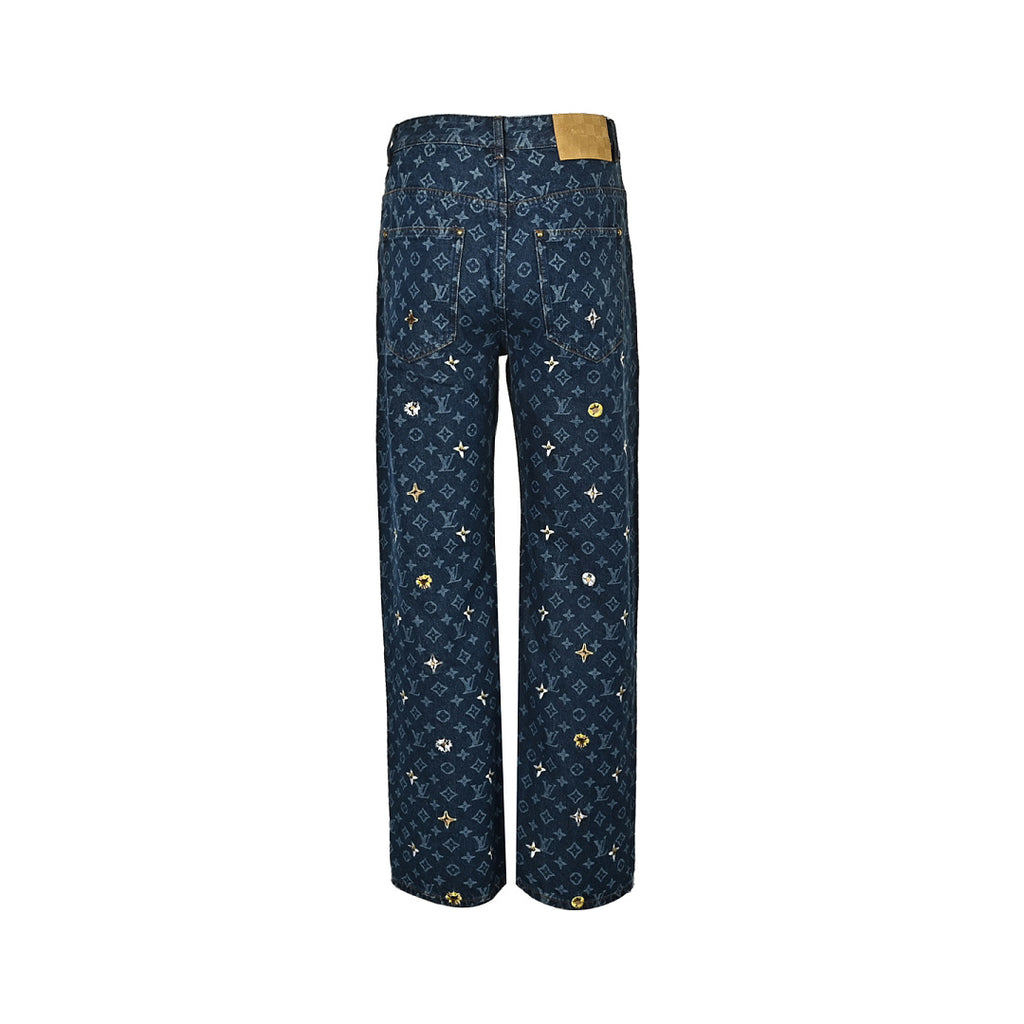 Louis Vuitton Monogram Jacquard Jeans with Daisy Embroidery