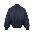 Prada Logo Bomber Jacket with Contrast Lining — Navy