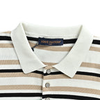 Louis Vuitton 26SS Leather Tab Stripe & Checkerboard Knit Polo Shirt — Dark Edition