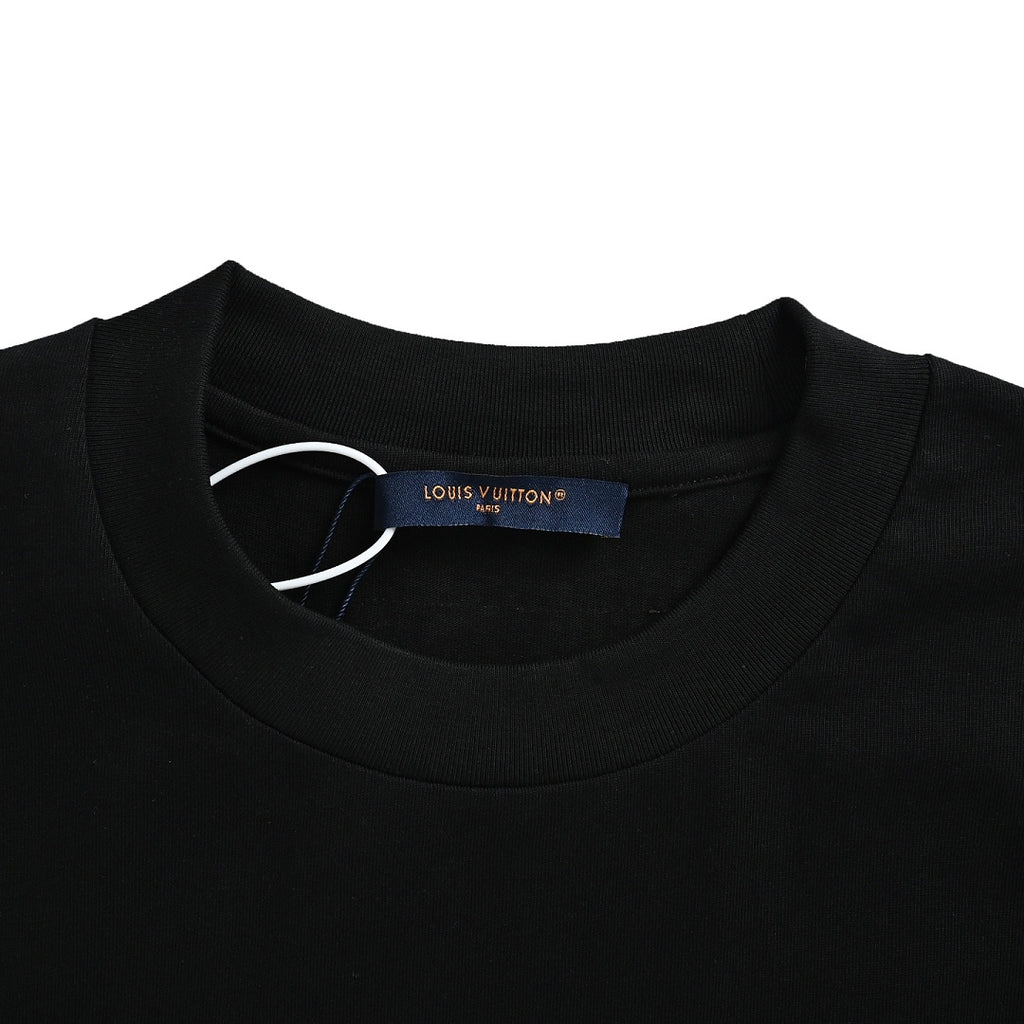 Louis Vuitton Script Signature Embroidered T-Shirt — Black / Rose