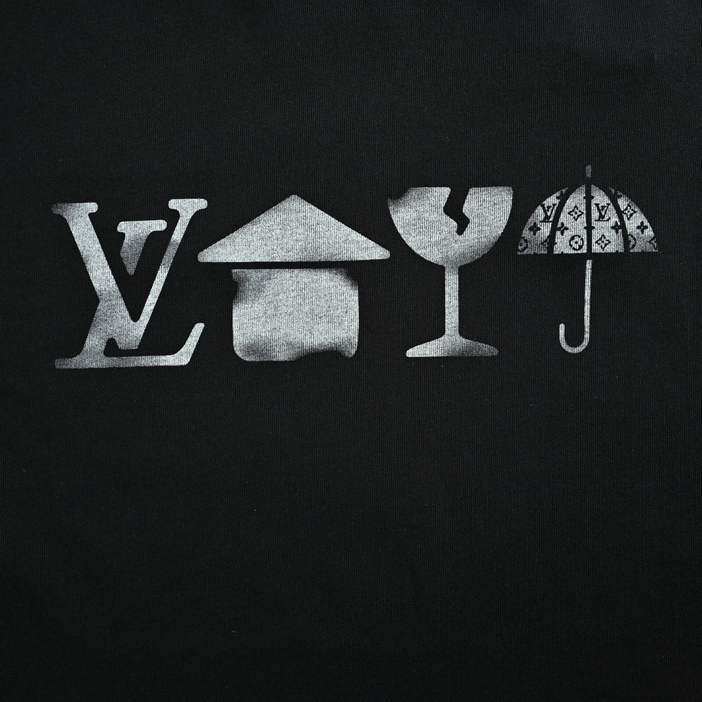 Louis Vuitton 26SS Wine Glass & Umbrella Print Short-Sleeve T-Shirt