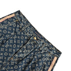 Louis Vuitton Monogram Side Leather-Trim Washed Blue Jeans