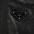 Prada Glossy Snap-Front Shirt Jacket — Black