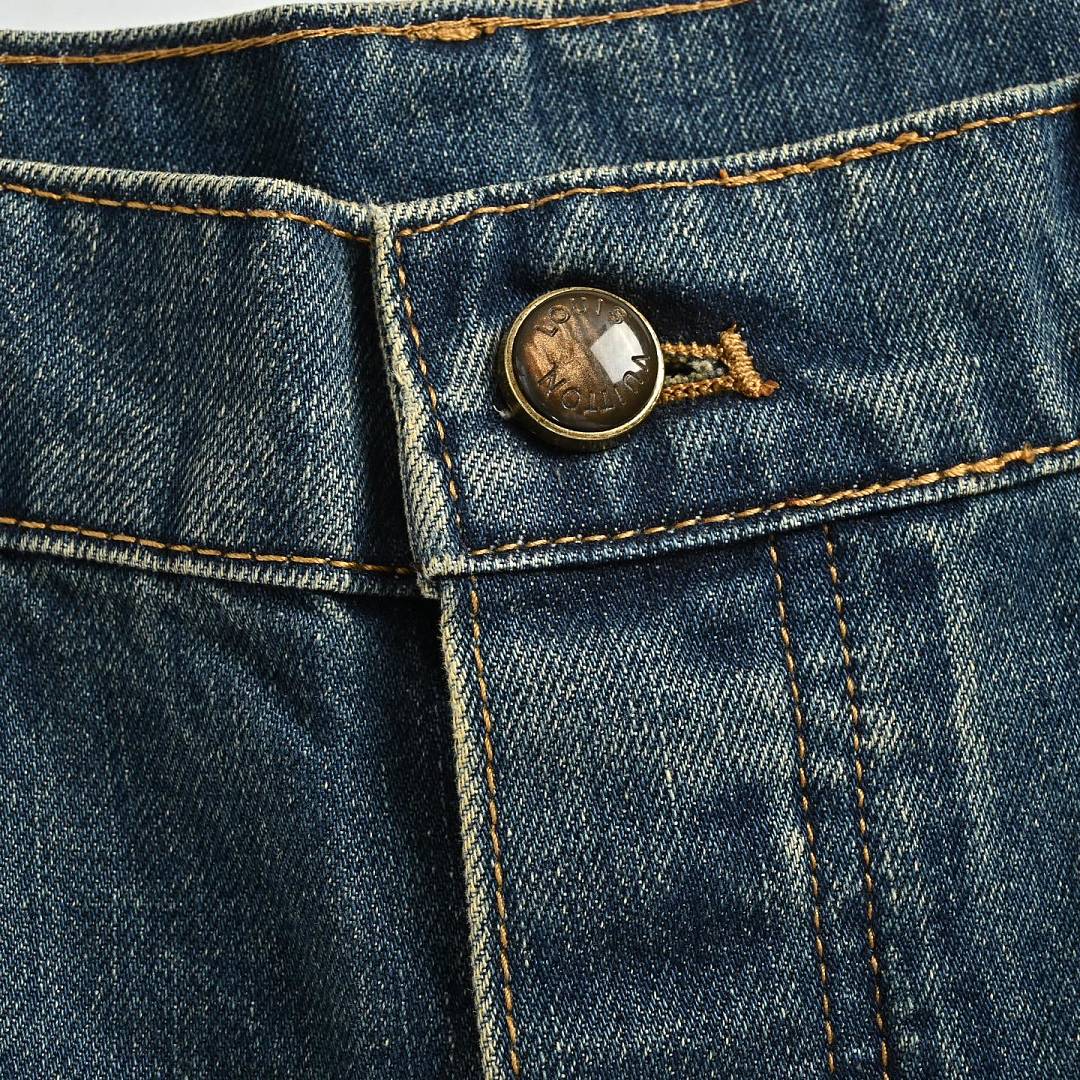 Louis Vuitton Leather-Back-Pocket Jeans