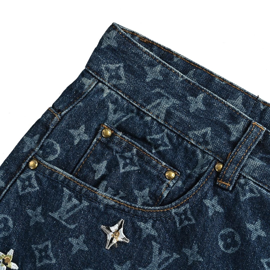 Louis Vuitton Monogram Jacquard Jeans with Daisy Embroidery