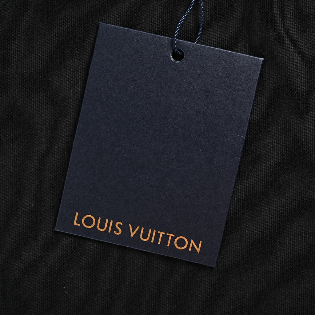 Louis Vuitton Blue & White Graffiti Logo Front & Back Print T-Shirt