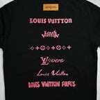 Louis Vuitton Script Signature Embroidered T-Shirt — Black / Rose