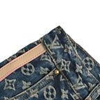Louis Vuitton Monogram Side Leather-Trim Washed Blue Jeans
