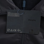 Prada Mixed-Material Triangle Logo Zip Jacket — Black