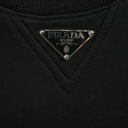 Prada Triangle Logo Crewneck Sweatshirt — Black
