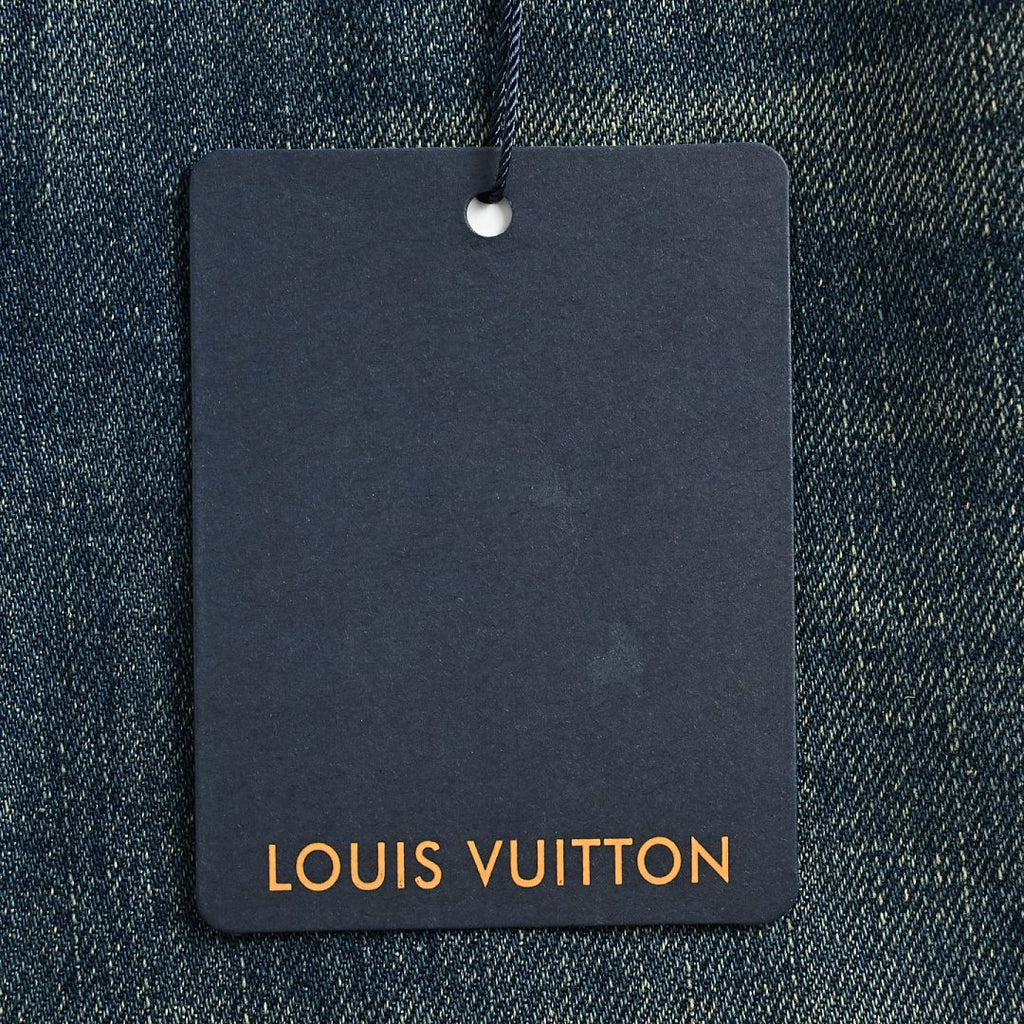 Louis Vuitton Leather-Back-Pocket Jeans