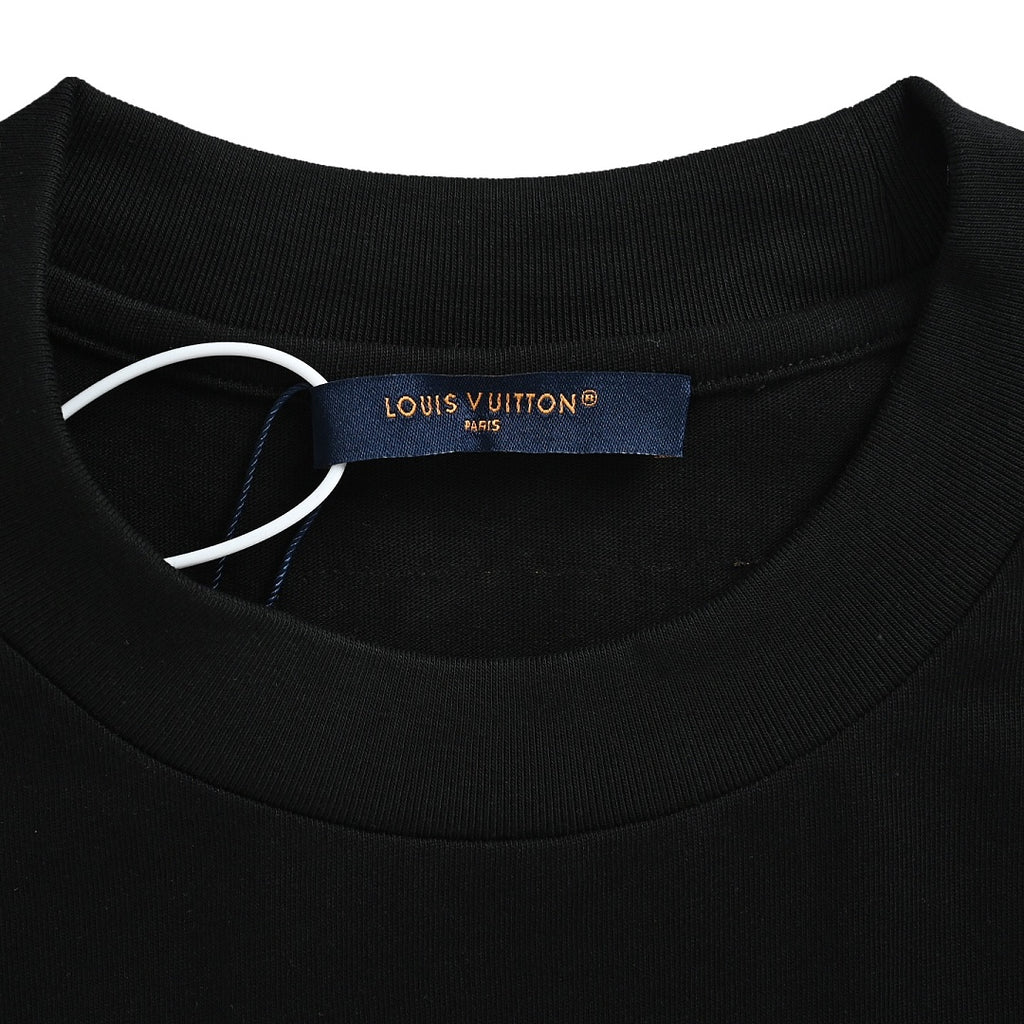 Louis Vuitton Script Signature Embroidered T-Shirt — Black / Rose