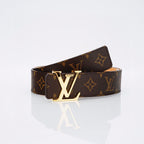 Louis Vuitton Monogram Belt – Gold LV Initiales Buckle