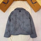 Louis Vuitton Grey Monogram Quilted Knit Down Jacket