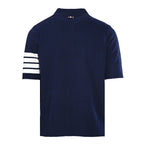 Thom Browne Tennis Racket Embroidery 4-Bar Knit Polo – Navy