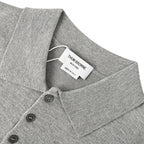 Thom Browne Tennis Racket Embroidery 4-Bar Knit Polo – Medium Grey