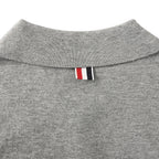 Thom Browne Tennis Racket Embroidery 4-Bar Knit Polo – Medium Grey