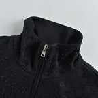 Gucci Black GG Monogram Jacquard Full-Zip Stand Collar Track Jacket