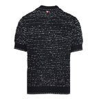 Thom Browne Bouclé Loop Knit Short-Sleeve Polo – Black & White