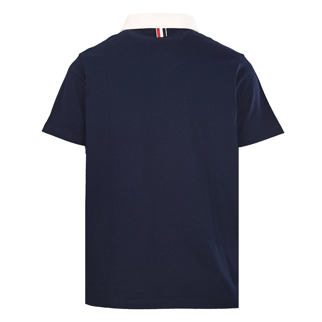 Thom Browne Contrast Collar Rugby Polo Shirt – Navy