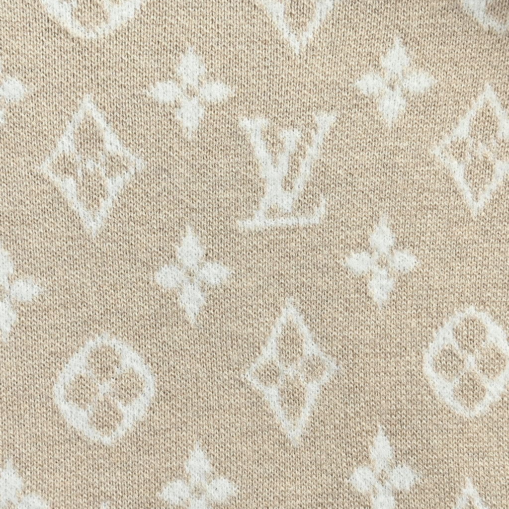LOUIS VUITTON Oatmeal Monogram Jacquard Quarter-Zip Knit Sweater