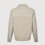 LOUIS VUITTON Oatmeal Monogram Jacquard Quarter-Zip Knit Sweater