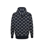 Gucci Navy All-Over Monogram Jacquard Knit Hooded Full-Zip Jacket