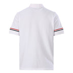 Thom Browne RWB Stripe Cuff Piqué Polo Shirt – White
