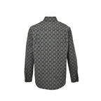Gucci Black Gingham Monogram Print Point Collar Overshirt